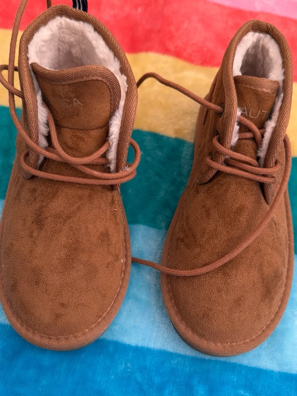 Nautica Kids Faux-Suede Lace-Up Boots - Brown
